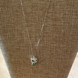 Silver and Green Pumpkin Pendant Necklace